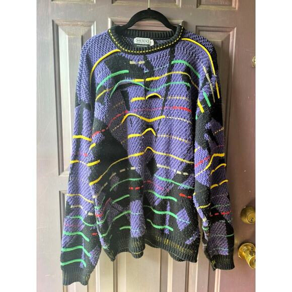 Vintage Hilton 1980's Funky Sweater mens size extra large Made In The USA - Picture 1 of 5
